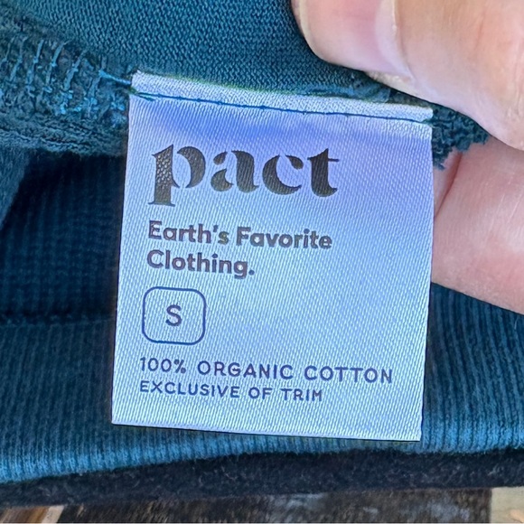 Pact 100% Organic Cotton Thermal Waffle Wide Leg Crop Pant NWOT Teal Blue Sz S - Picture 4 of 14